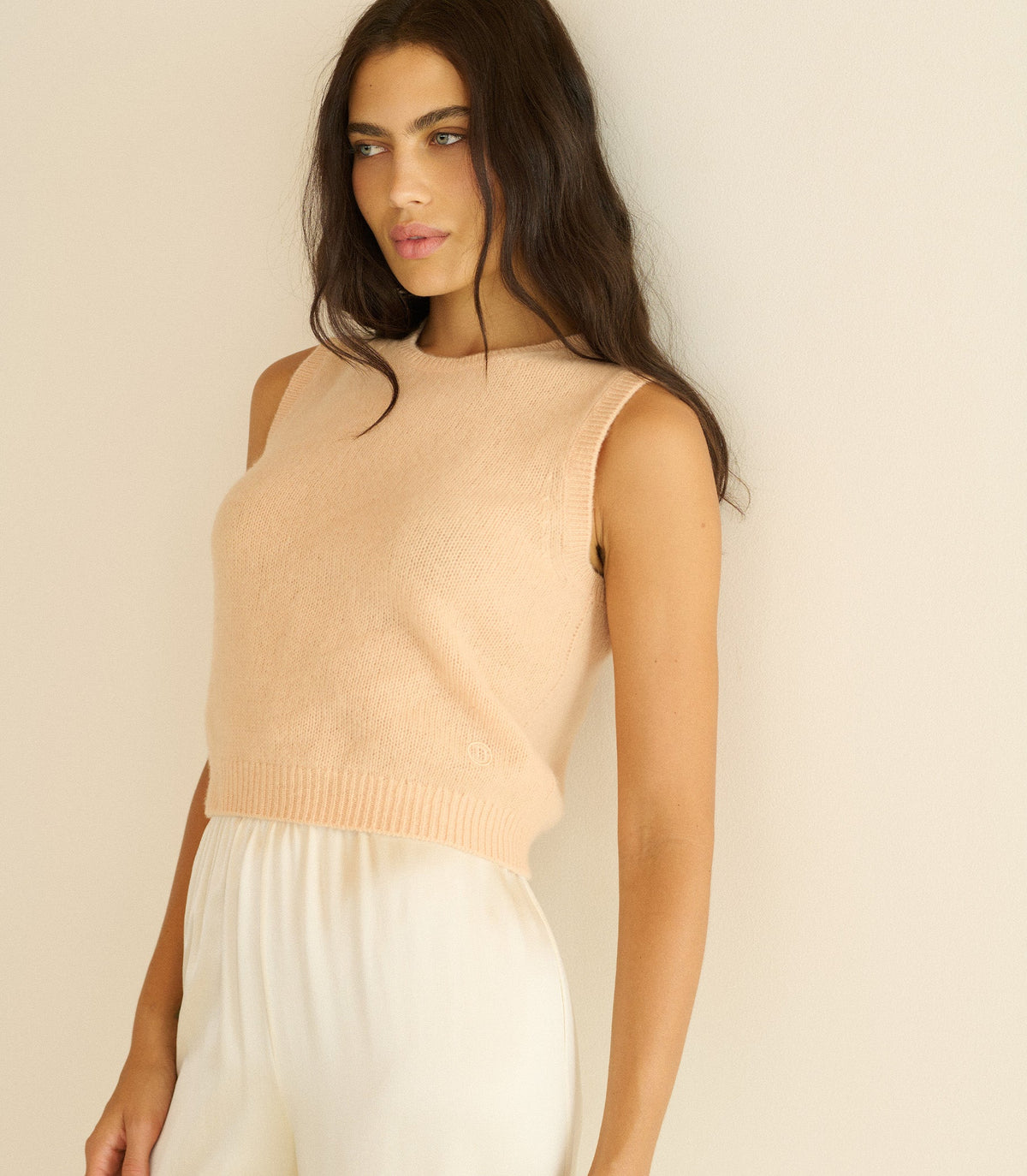 Louden Cashmere Top in Light Peach Sorbet - view 1